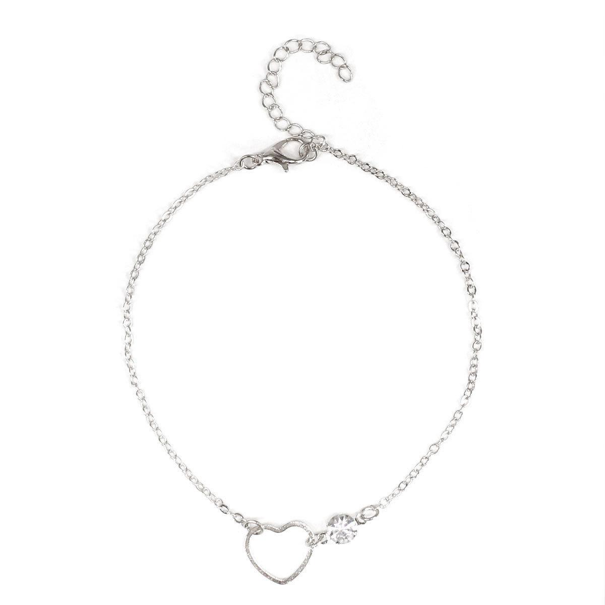 

Multi-colored women s spring new drill hollowed peach heart anklet, direct sales atmosphere simple boutique срібний