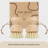 Natural Sisal Multi-Purpose Kitchen Brush for Dishes, Fruits, and Vegetables - Solid Wood Handle