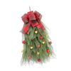 652F Christmas Tree Wreath with Plaids Bowknot Christmas Balls Ornament Holiday Wreath Farmhouses Party Supplies for Holiday