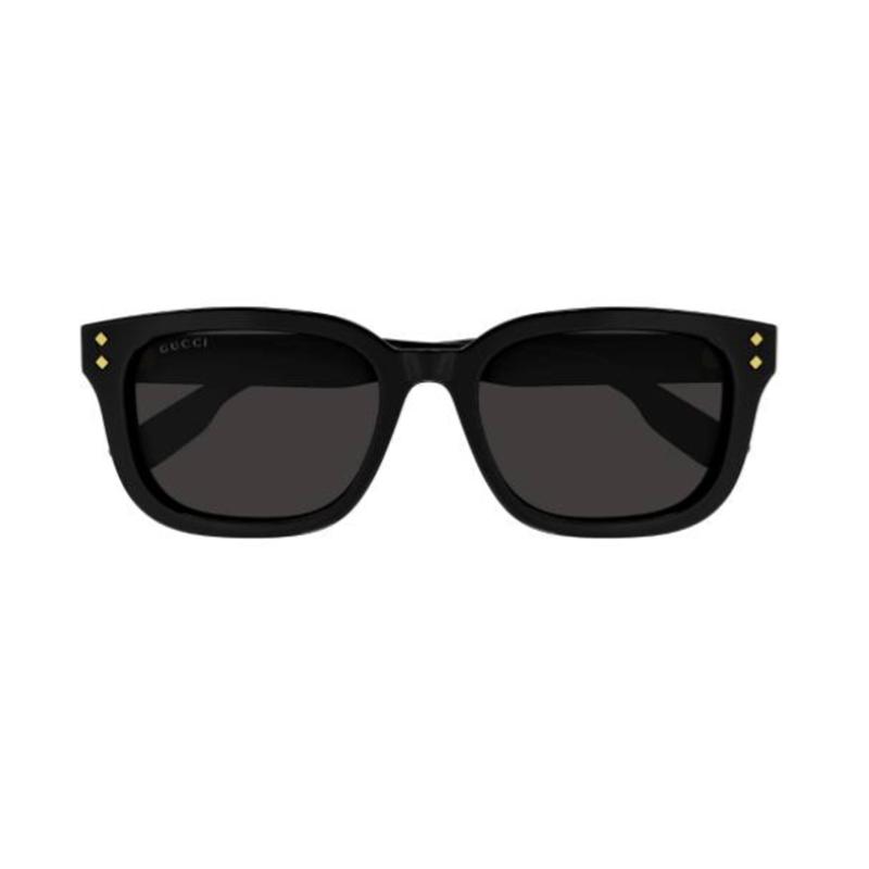 GUCCI Logo Temples Metal Irregular Sunglasses Unisex Black