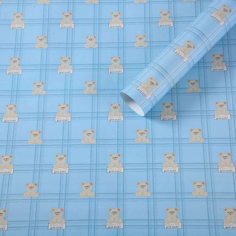 Chic White Kraft Wrapping Paper: Cute Bouquet & Book Cover