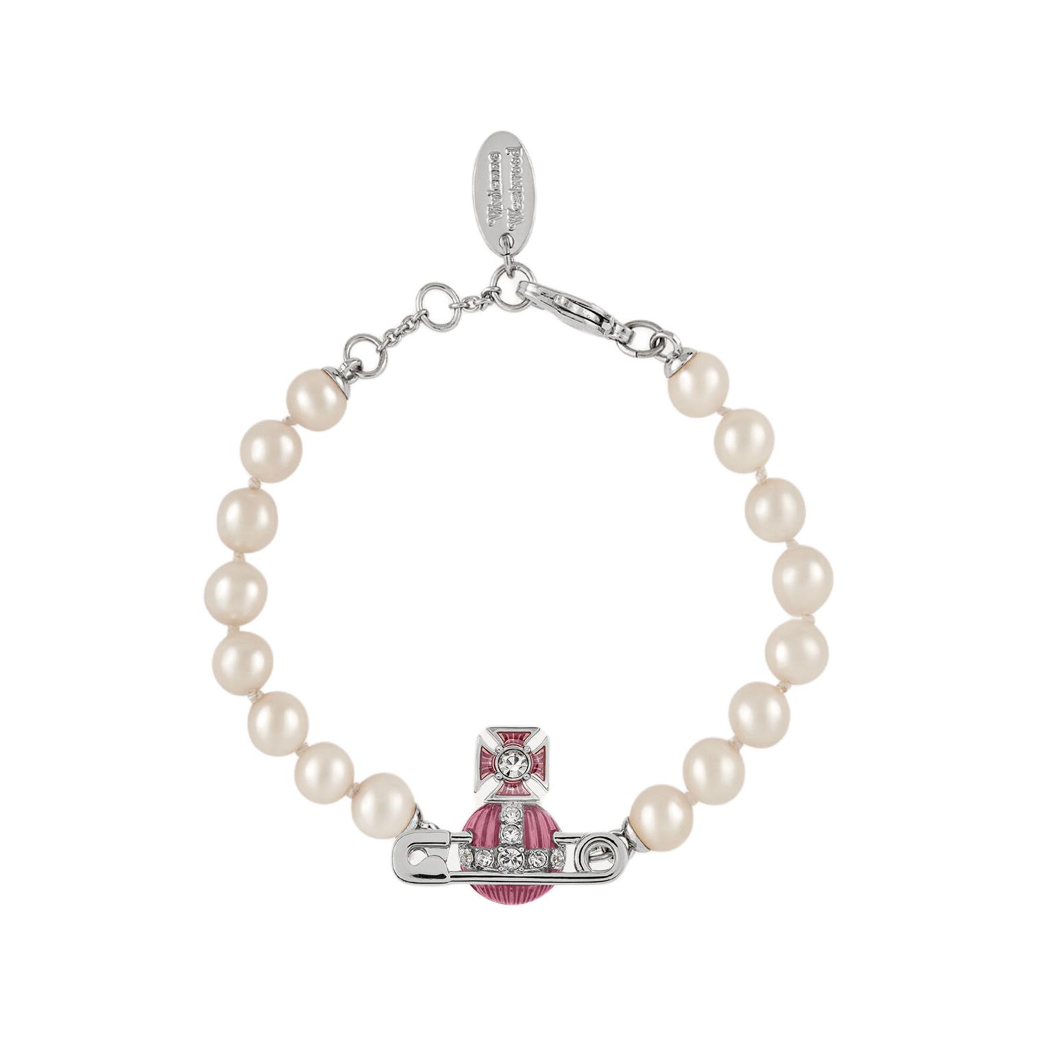 

Vivienne Westwood Kitty Pearl Bracelet Brooch Ball Edge Pearl Bracelet Women bracelet White Silver 6103007P-02P638 Basic Packaging-Dust Bag+Box