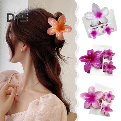 3Pcs Women Hair Clip Candy-Colored Flower Styling Hair Claw Back Head Shark Hair Clip Lightweight Hair Styling Tool