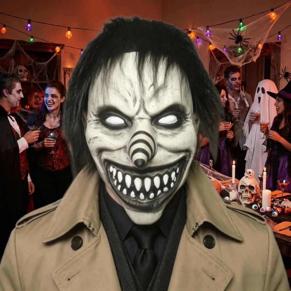 Full Face Spiral Clown Head Cover Spooky Terrifying Cosplay Mask Haunted House