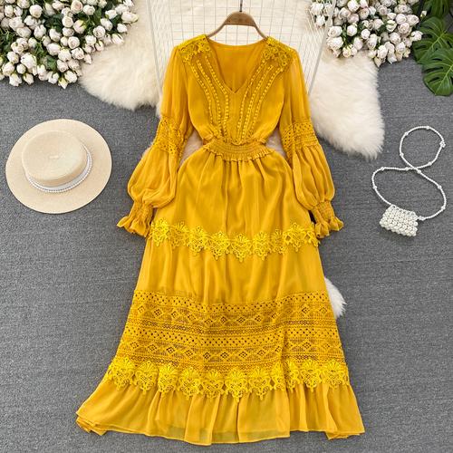 Новое повседневное весенне-летнее однотонное тонкое полное женское платье трапециевидной — фото 27