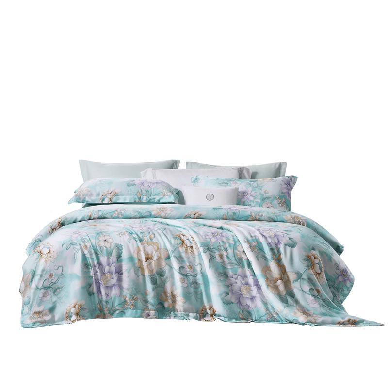 Fuanna Tencel Lyocell Cooling Bedding Four-Piece Set 1.8m Flat Sheet (Duvet Cover 230x229cm)