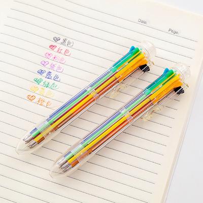Ballpoint Pen Smooth Writing Constant Ink Push-type Transparent 8 Color Student Writing Pen Home Supplies