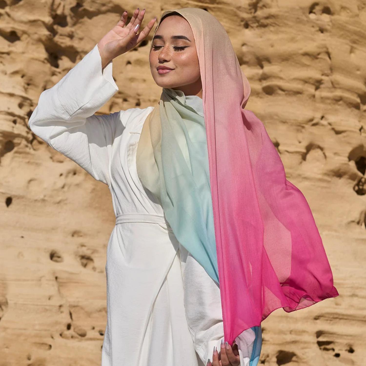 Yiran Shoe Industry Women's Prints Hijab Cotton Scarf Breathable Soft Long Fashion Forward Scarves Headscarf Muslim Hijabs Shawl Ramadan Cm