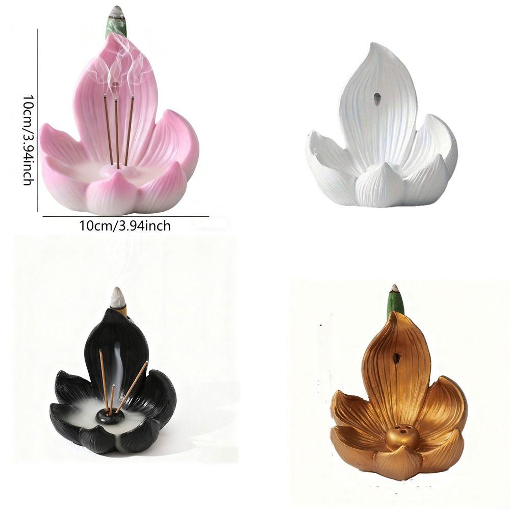 Resin Lotus Tabletop Incense Base Zen Chinese Style Lotus Incense Stick Incense Stick Burner Spa