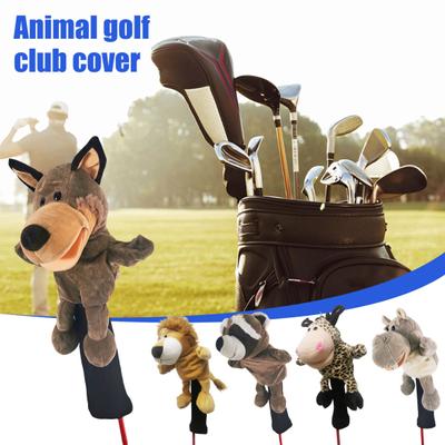 Golf Club Head Cover Soft Animal Driver Headcover Plush Lion/Tiger/Hippo/Monkey/Sheep Golf Accessory for Woods And Drivers