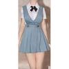 TOYBARJAPAN 1/6 Scale Action Figure High School Girl JK Uniform Light Blue A Salopette Skirt Body Head Shirt Tie Not Included