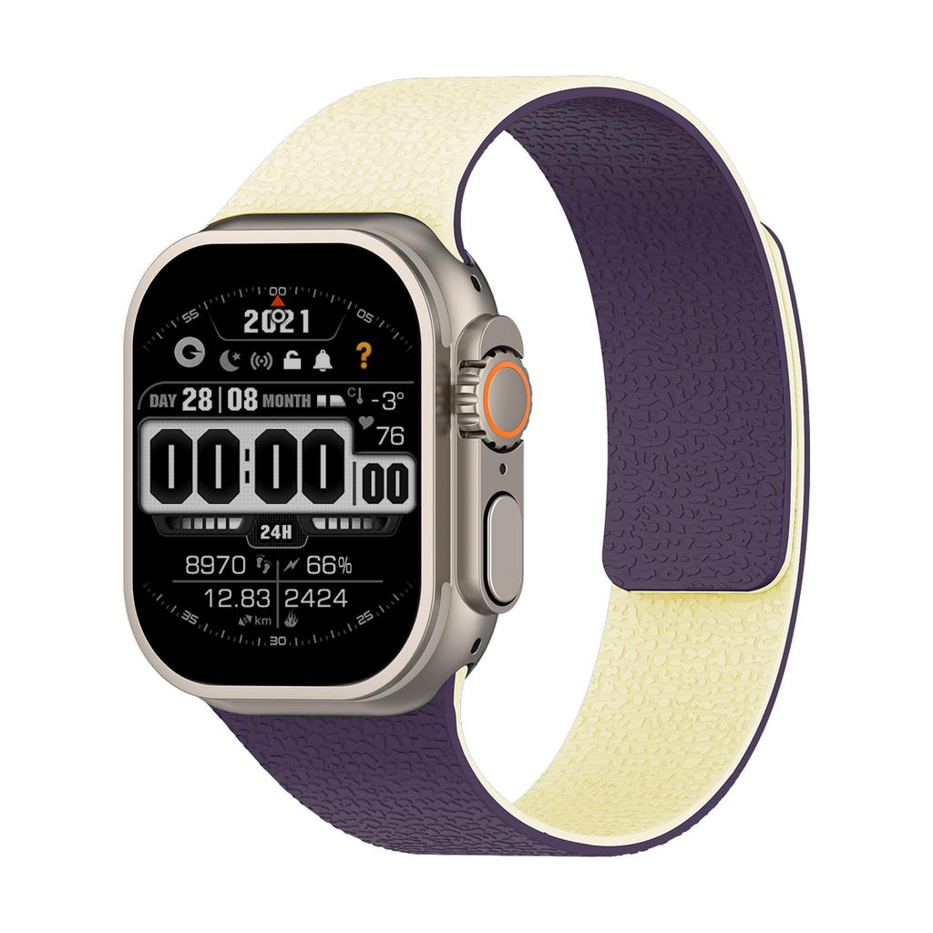 Magnetic Sport Strap For Apple Watch Ultra 3/2 49mm 38 40 41 44 45 46mm Litchi Pattern Silicone Band For Iwatch S11 10 9 8 7 SE3