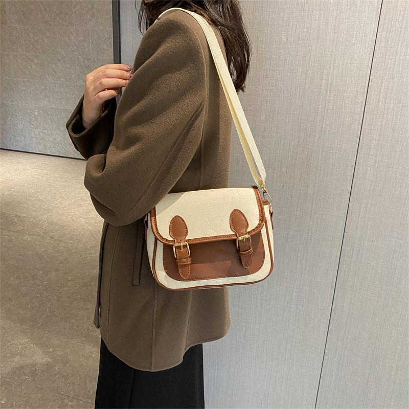 Stylish Pu Leather Crossbody Bag Trendy Street Style Medium Square Bag 2023