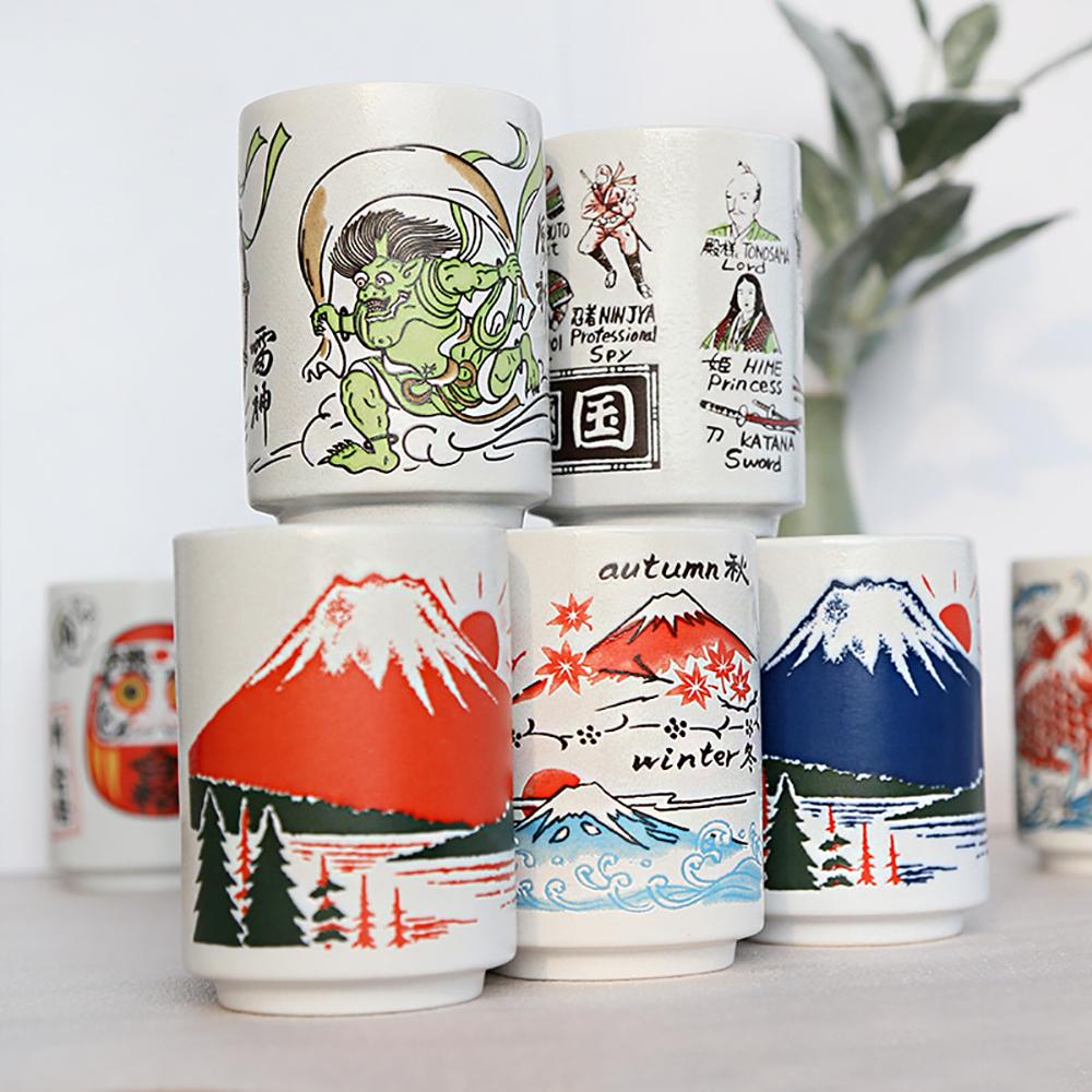 Japanese Impression Ceramic Mugs 300ml Tea Wine Sushi Sake Cup Funny Family Restaurant Decoration Travel Gift For Friends