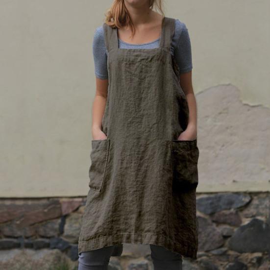 Cooking Apron Solid Color Crisscross Back with Pockets Fine Workmanship Garden Apron Baking Accessories