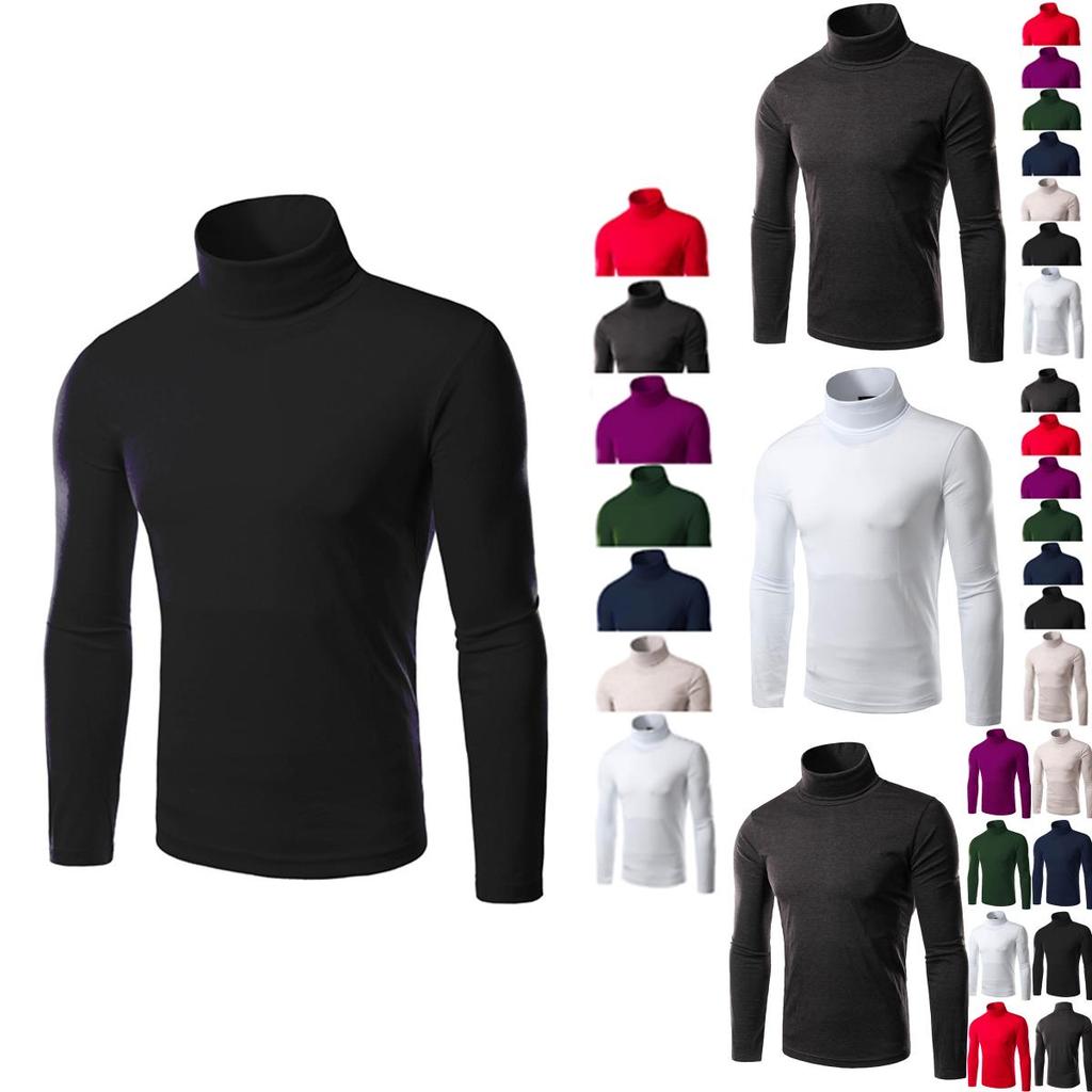 Classic Mens Slim Fit High Neck Knitted Sweater Comfortable Turtleneck Jumper