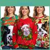 Luxuriös Weicher Damen Weihnachts Pullover Weihnachtsmann Katze Hund Xmas Pullover Oberteil