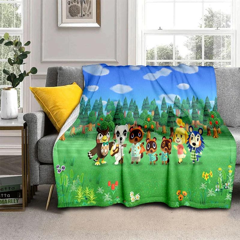 Cartoon Animal Crossing New Horizons Soft Plush Blanket,Flannel Blanket Throw Blanket for Living Room Bedroom Sofa Cover Child