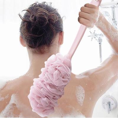 Badebürste mit langem Griff, für Badezimmer, Familie, Rückenpeeling, Schaumbad, Gaze, kann zurückgehängt werden, Badekugelbürste