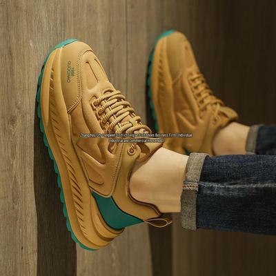 Trendy Brand Men's 2025 Thick-Soled Height-Increasing Sneakers, Autumn Casual White Dad Shoes