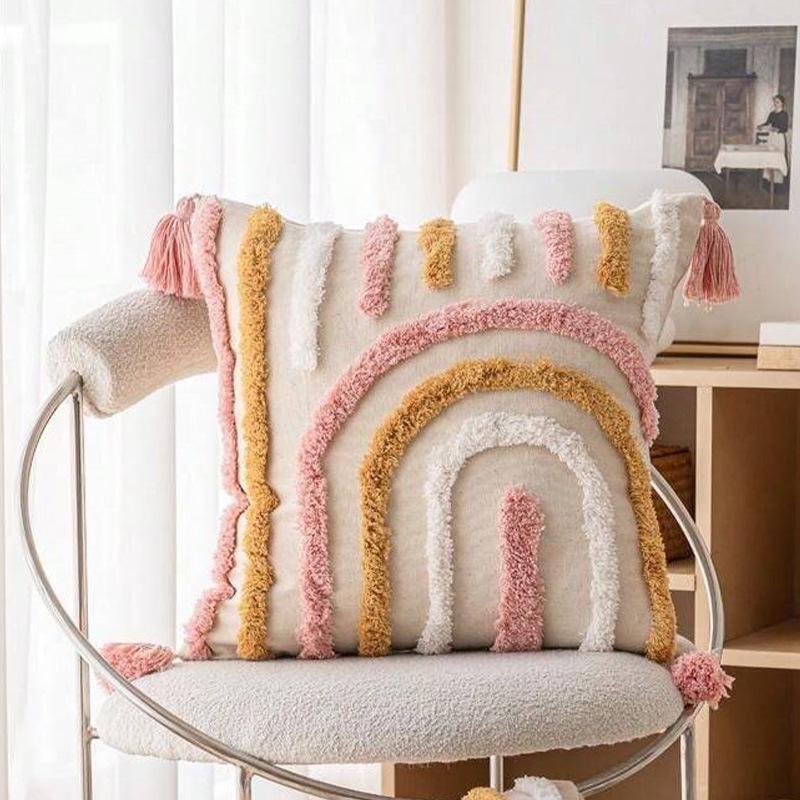 

Розовая стеганая подушка-сердце - Девичья подушка для украшения дивана, кровати или эркерного окна 45x45 cm (pillowcase only)