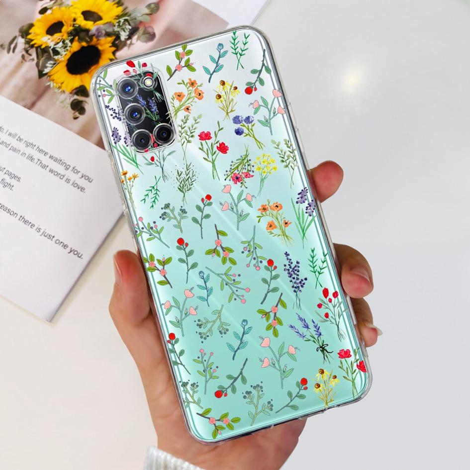 For OPPO A52 Case OPPOA52 CPH2069 A 52 Flower Phone Case Fashion Transparent Silicone Soft TPU Back Cover For OPPO A72 A92 Coque