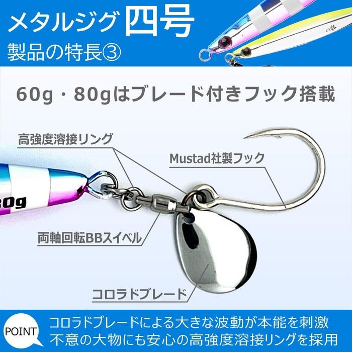 Allgu Metal Jig No. 4 Yongo UV Kyo 30g Pink Plating Jigging Lure 30g [with Front Double Assist Hook]