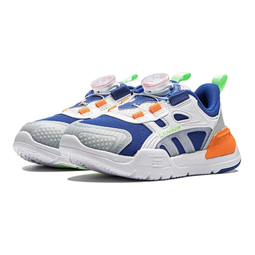 Li Ning Kids Shield Sports Trend Slip Resistant Shock Absorbing Lightweight Low Top Casual Shoes Kids Casual Shoes Blue White YKNU016-7