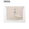 Zaprha 2025 New Arrival Pleated Decoration Minimalist V Neck Sleeveless Top Shirt Women's Silm Short 8026775