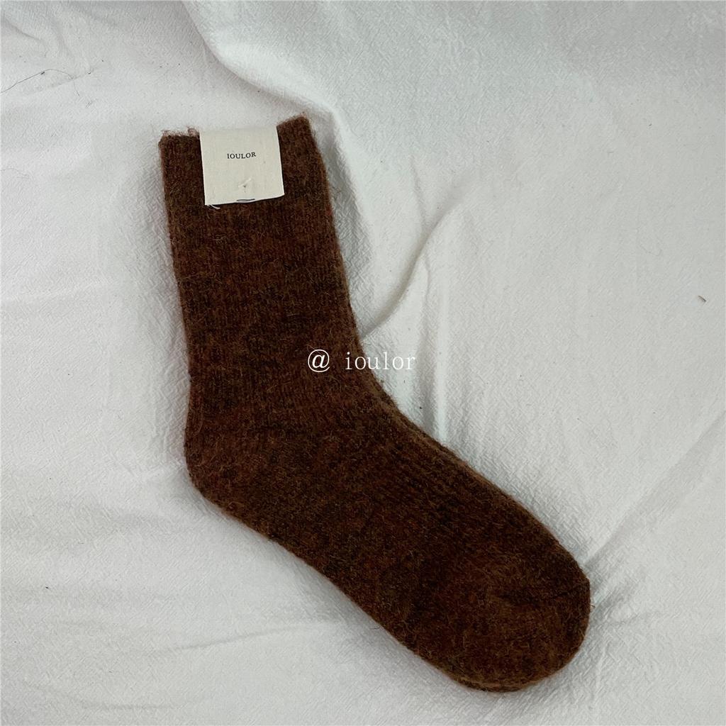 Autumn Winter Thermal Women Socks 9% Wool Cashmere Thicken Warm Long Socks Japanese Style Knitting Harajuku Homewear Crew Socks