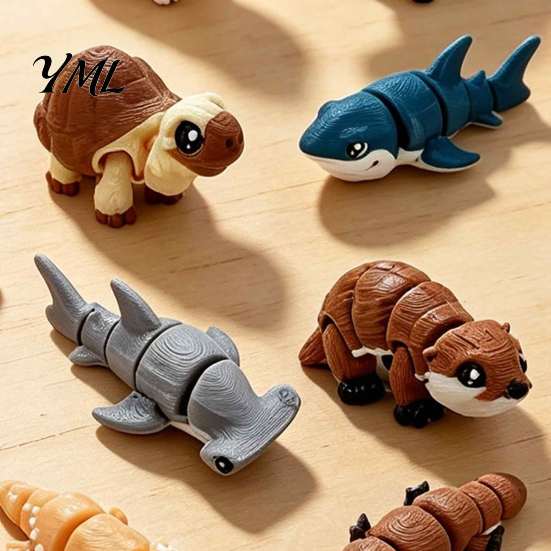 Fun Desktop Play Things 21PCS 3D Printed Articulated Animal Figurines Set, Mini Flexible Joints Figures, Toys Realistic Ornament, Fidget Stress Relief