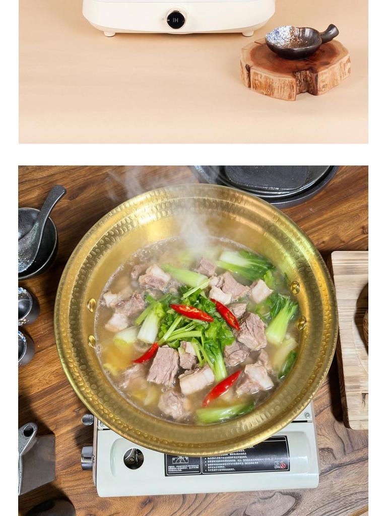 Grote Roestvrijstalen Hete Pot in Koperstijl voor Schaap, Lam en Vis