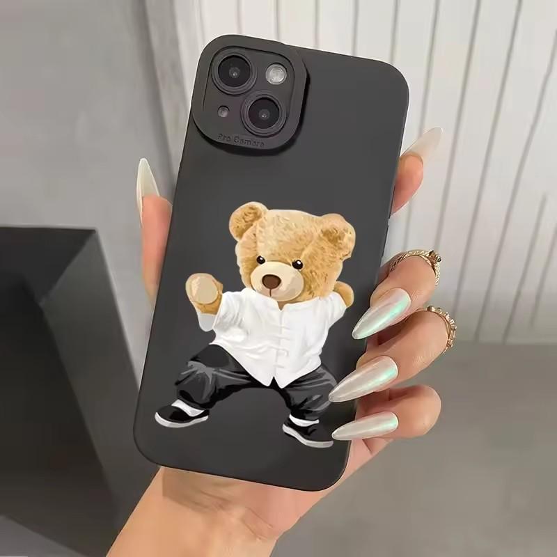 Bear Graphic Phone Case For Samsung Galaxy S25 S24 Ultra S23 FE S22 Plus S21 A54 A55 Shockproof Soft Silicone Bumper Back Cover