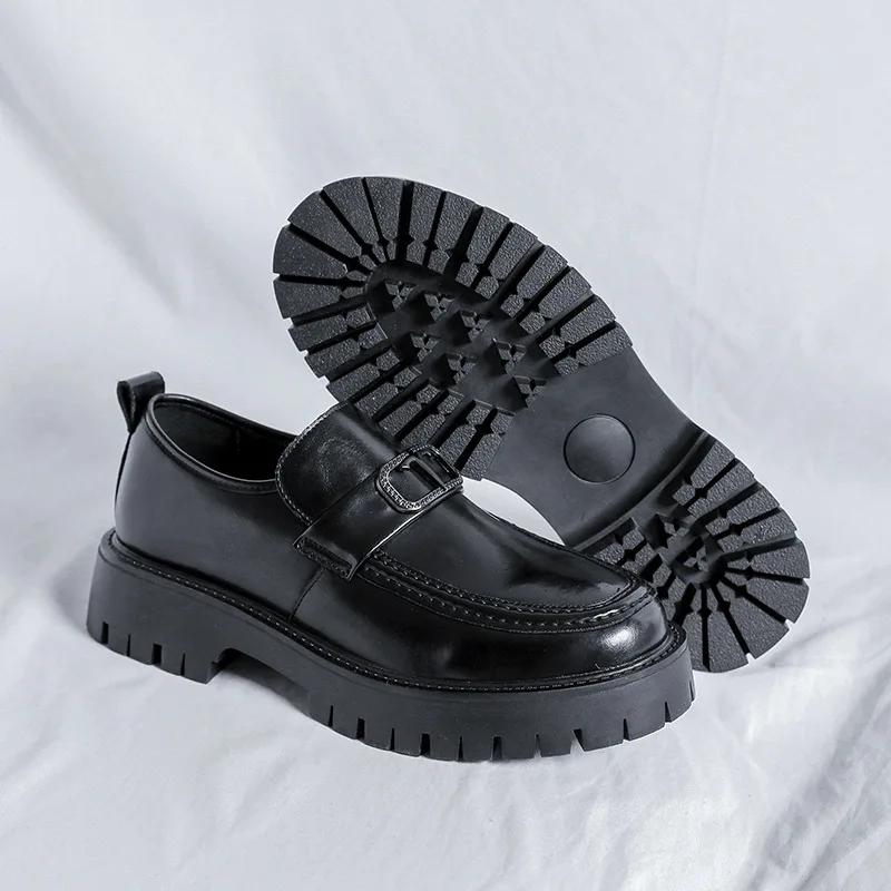 Fashion Loafers Men Leather Shoe Men Trend Big Head Casual Work Shoe Business Formal Wedding Shoe Men Luxury Sapato Social Masculino