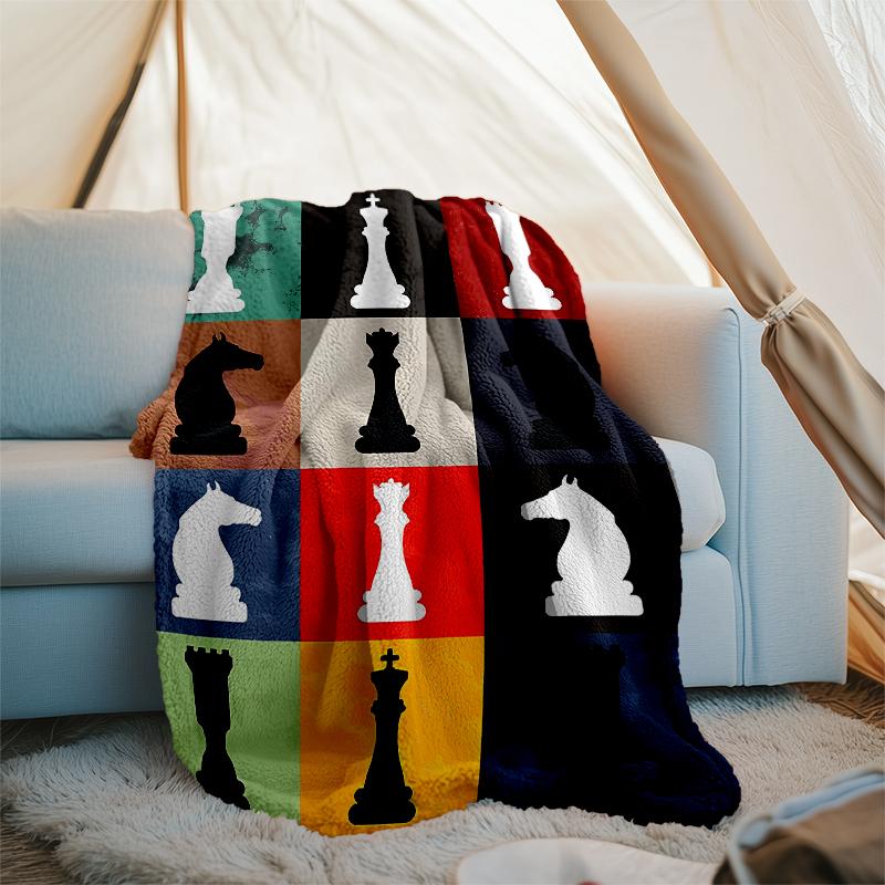 Chess Theme Printed Blanket - Perfect for Couch, Bed, Travel & Outdoor Use | Machine Washable, Cozy & Durable.