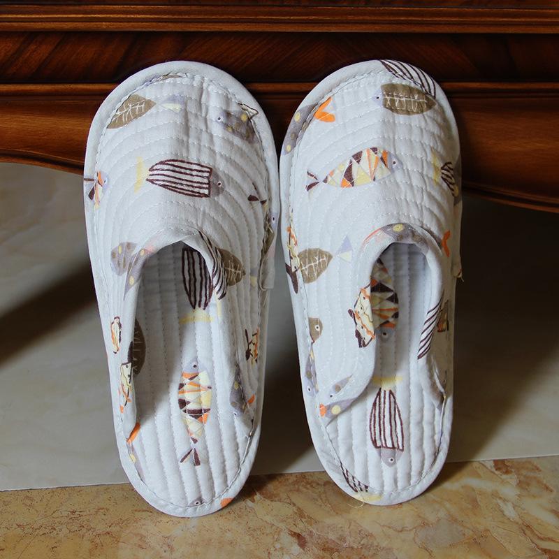Women's Cotton Foldable Indoor Slippers - Cloth Bottom, Closed Toe, Quiet & Artful Design for All Seasons