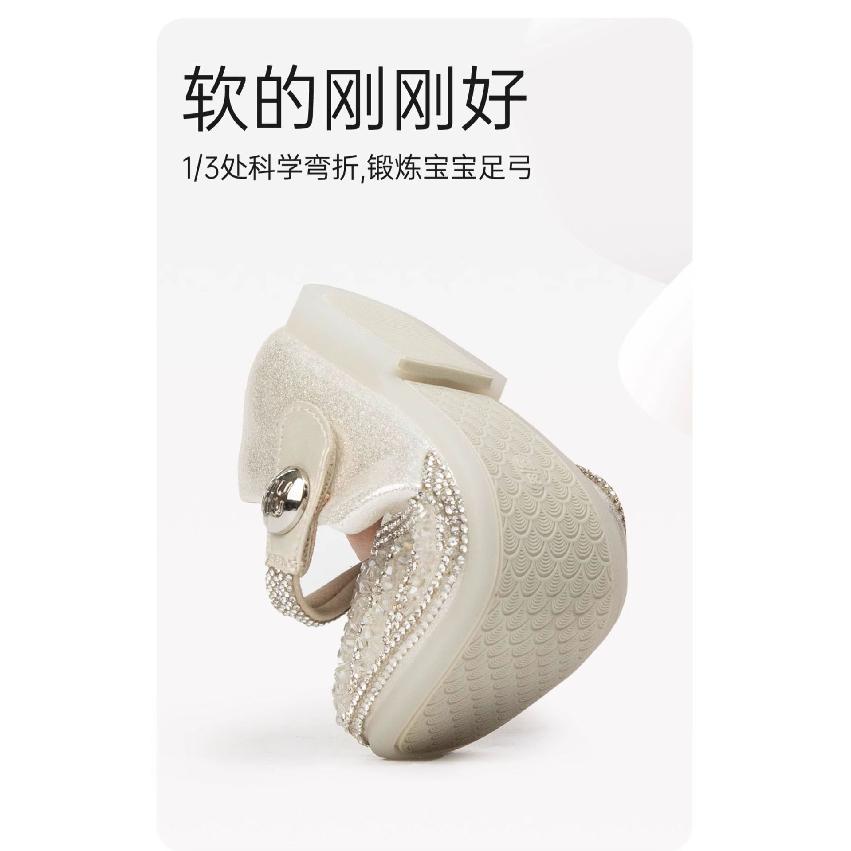 Buty dziecięce Buty księżniczki dla dziewczynek Jesień Nowe Dziewczęce Małe Skórzane Buty Błyszczące Kryształowe Buty Buty do Sukienki