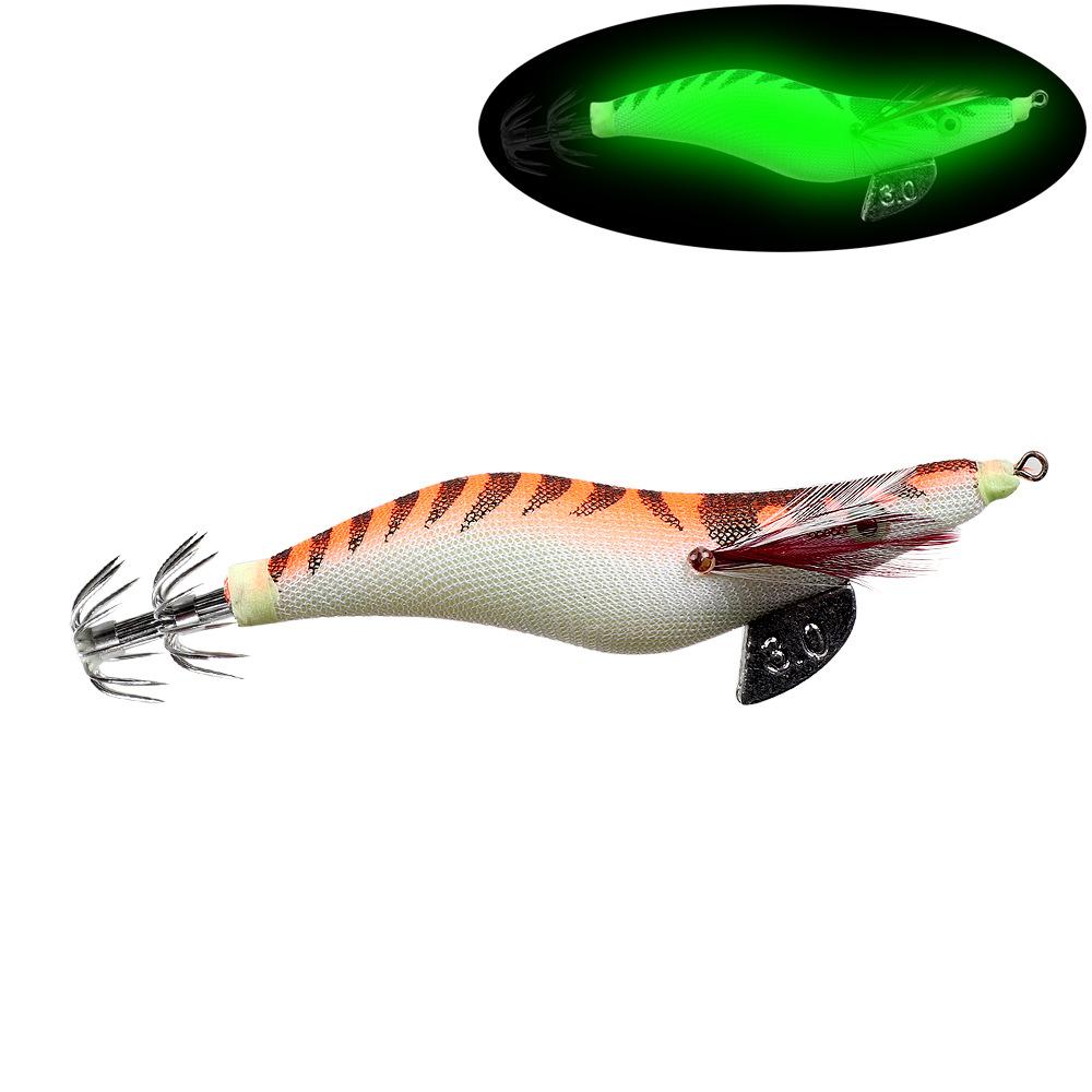 Luminous Wooden Shrimp Big Eye Squid Shrimp Fake Bait2.0 2.5  3.0#Squid Cuttlefish Sea Fishing Umbrella Hook