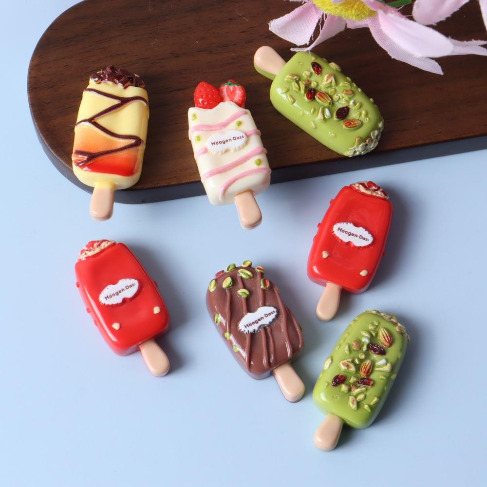 10pcs Resin Mini Cartoon Ice Cream Dessert Flatback Popsicle for Phone Decoration DIY Jewelry Crafts Hair Bows Accessorie