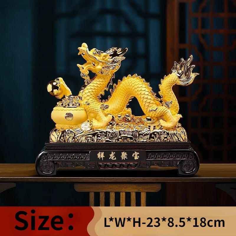 Fengshui Goldener Drache Ornamente Ziehen Reichtum und Wohlstand an Wohnzimmer Foyer TV-Schrank Bürodekoration Eröffnungsgeschenk
