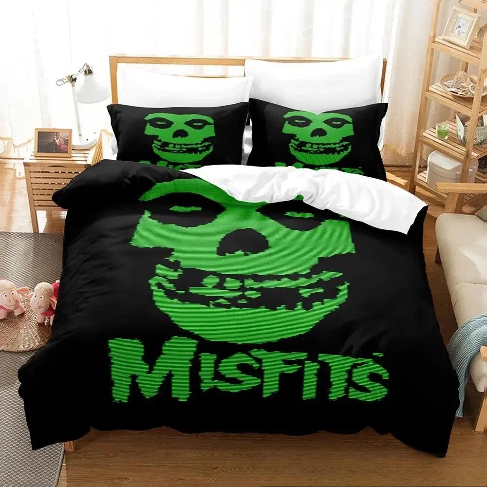 3D Tisk The Misfits Glenn Danzig Ložní souprava Chlapci Dívky Twin Queen King Size Povlak na přikrývku Povlak na polštář Postel Chlapci Dospělí