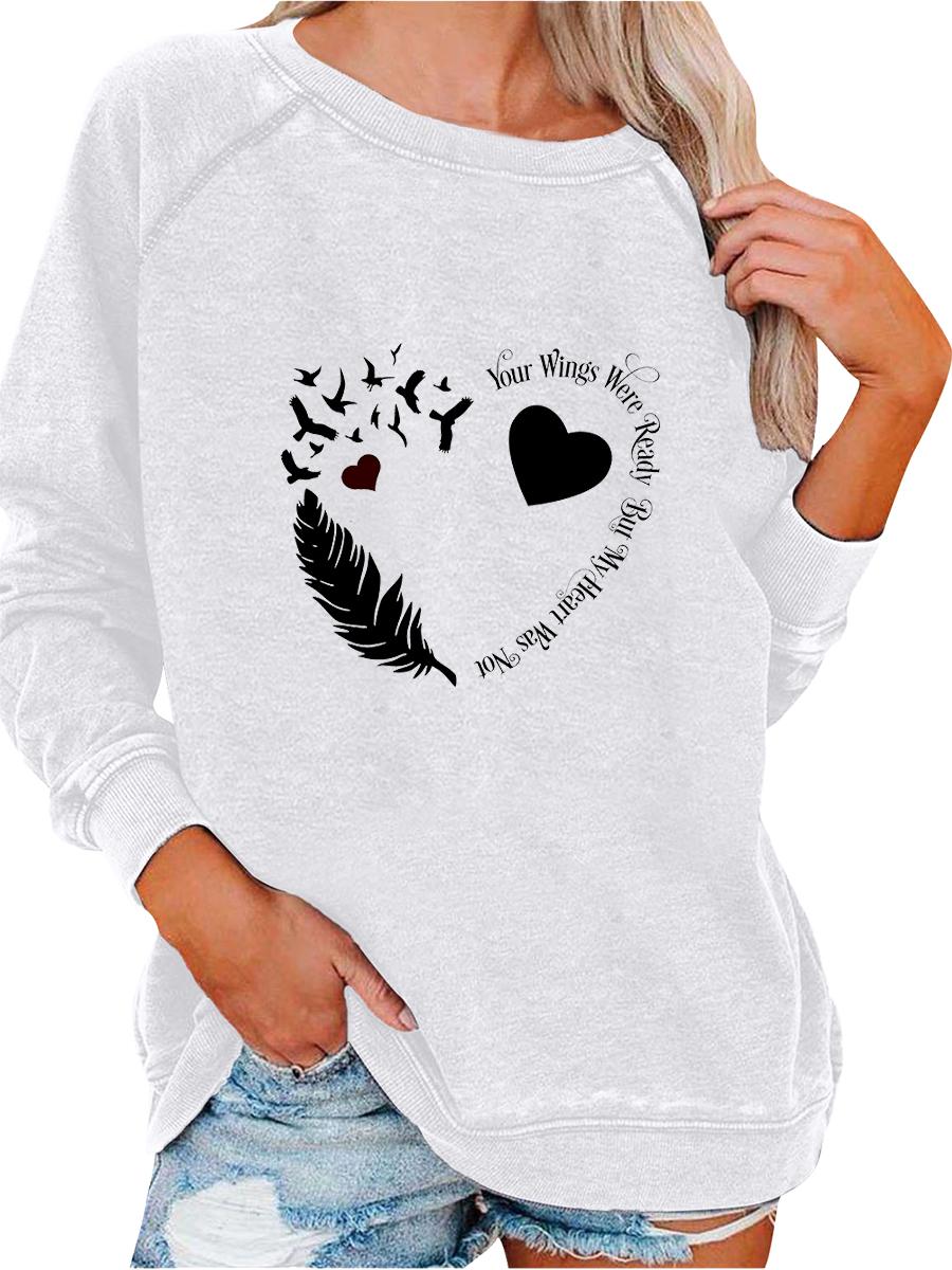 

Women s Oversized Pullover Sweatshirt Spring/Fall Sweatshirt Fashion Print Top Versatile Top S белый