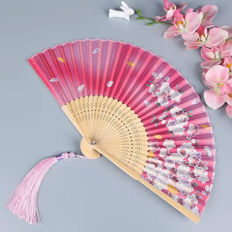 Vintage Chinese Style Portable Folding Fan Party Wedding Dance Hand Fans Summer Bamboo Craft Gift Room Decoration Ornaments New