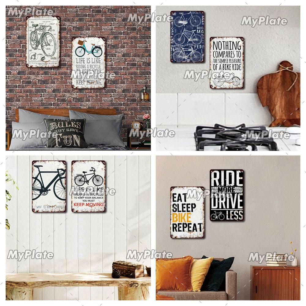 Bicycle Metal Sign Vintage Plaque Car Tin Sign Plate Wall Decor For Garage Man Cave Service Poster Gift Custom