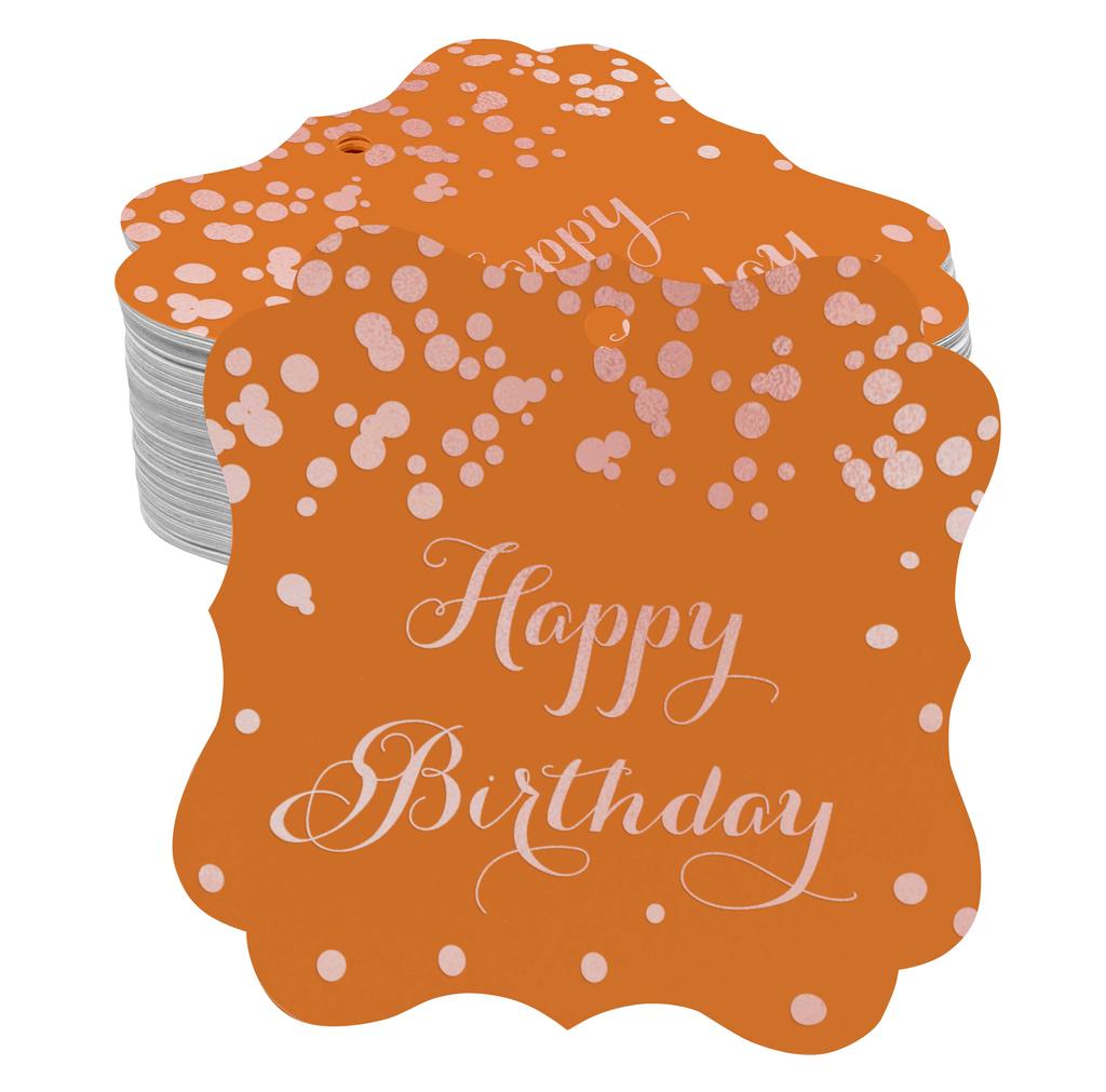 Inkdotpot Real Gold Foil Bracket Shape Paper Hang Tags Happy Birthday Favor Tags Pack Of