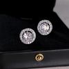 Round zircon stud earrings full of diamonds, super flash earrings, versatile earrings with design sense and temperament