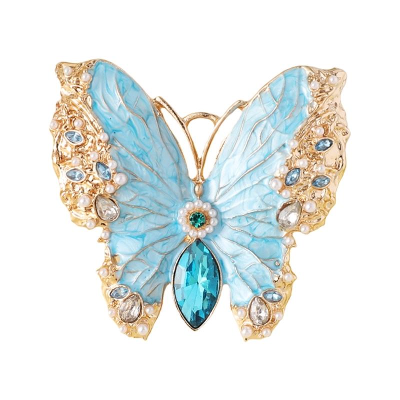 Elegant Butterfly Brooch Rhinestones Crystals Enamel Pin for Trendy Women Wedding Party Dress Jewelry Gifts Accessory