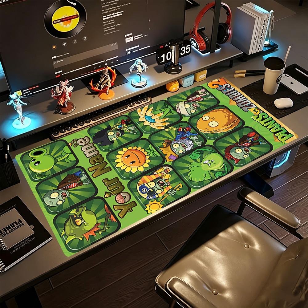 Plants Vs. Zombies Customize Text Mouse Pad Gaming Laptop Mouse Pad Computer Desk Keyboard Mat Non-Slip Rubber Bottom Office Desk Accessory