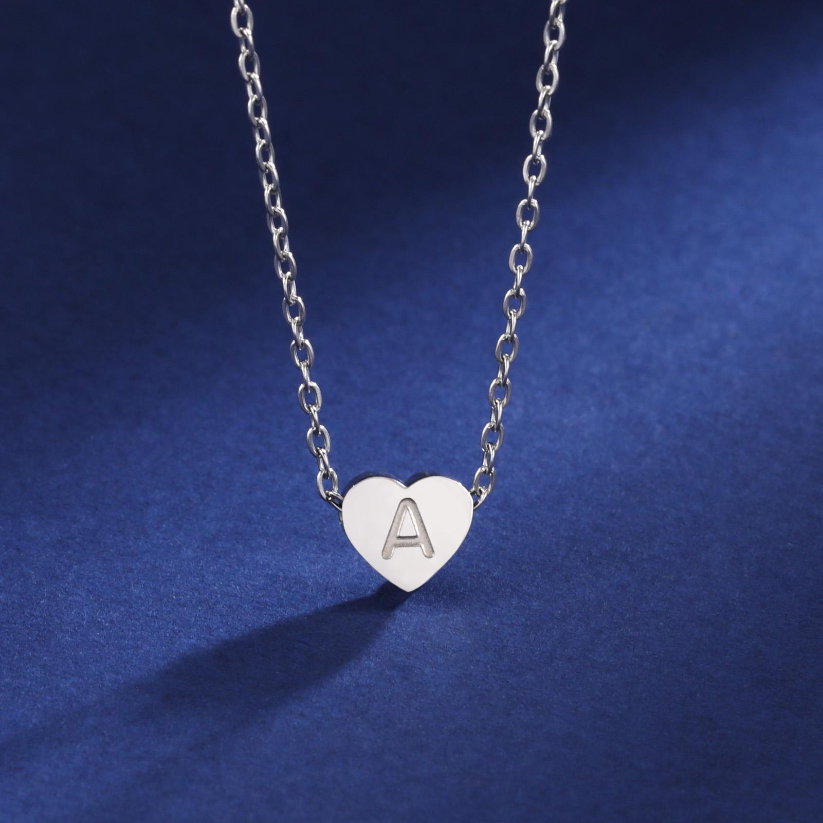 

Cazador Stainless Steel Initial Letter Heart Pendant Necklaces for Women Choker Chain Jewelry Birthday Gifts Kpop Trend 2025 A&45-50cm
