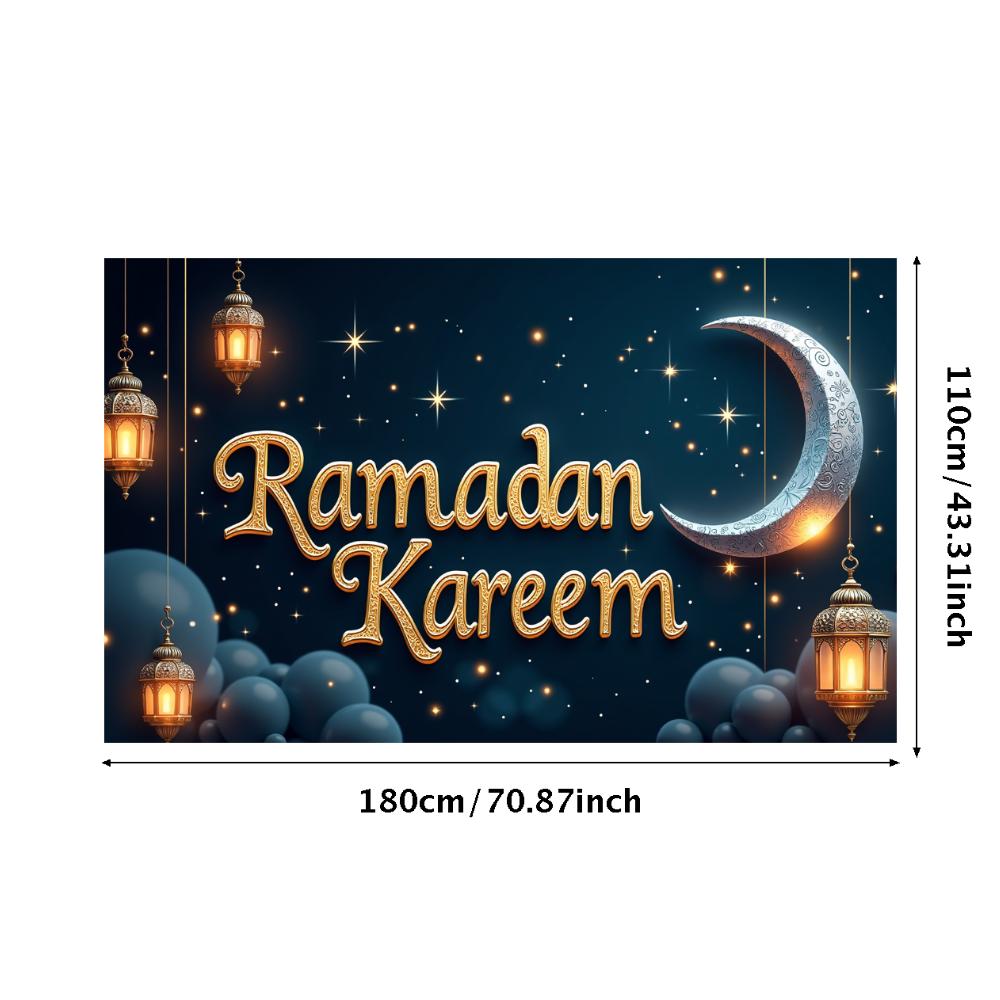 Ramadan Kareem Banner Mosque Lanterns Festive Welcome Backdrop Ramadan Mubarak Party Home Decor Photography Props Background